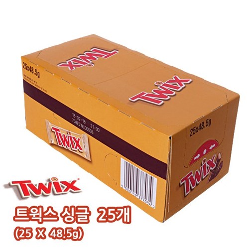트윅스 싱글 초콜릿바 48.5g x 25개입,초코바